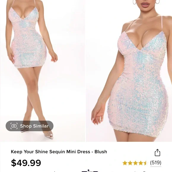 Fashion Nova Dresses Fashion Nova Shiny Blush Sequin Dress Poshmark